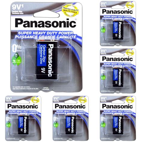 6 Pack Size 9v Panasonic Batteries Super Heavy Duty Power Zinc Carbon 9 Volt Battery