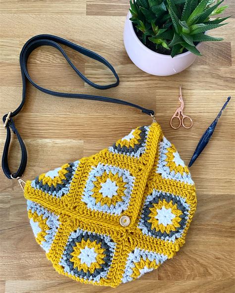 Starburst Four Way Granny Square Tote Bag Crochet Pattern Etsy