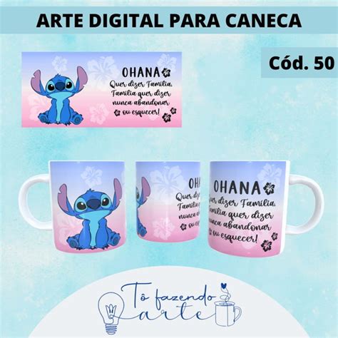 Arte Digital Caneca Stitch Ohana Familia Elo