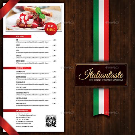 Italian Menu Designs Examples Word Publisher Photoshop