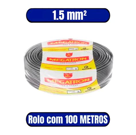 Cabo Flexivel 750v 1 5mm PRETO Megatron Rolo 100 Metros