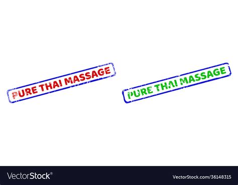 Pure Thai Massage Bicolor Rough Rectangular Stamps