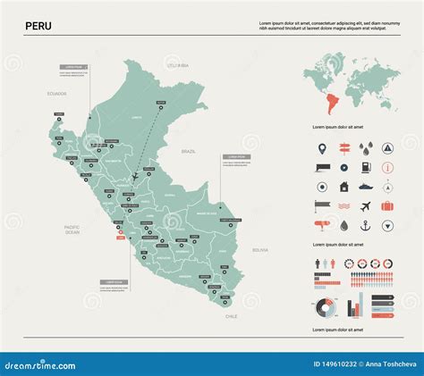 秘鲁的传染媒介地图 向量例证 插画 包括有 销钉 教育 分级显示 背包 圈子 国界的 红色 149610232