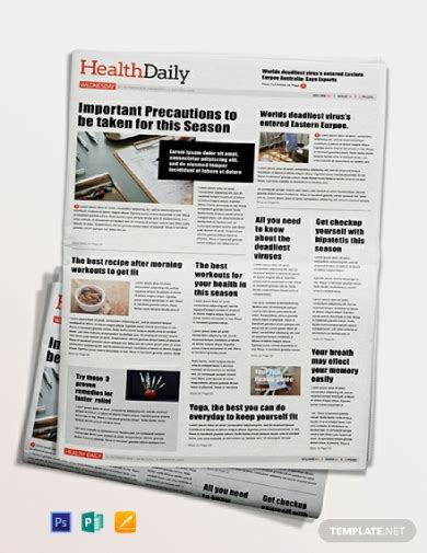 Health Newspaper 10 Examples Pages Photoshop Publisher