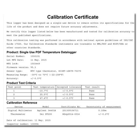 Low Cost Cold Chain PDF Temperature Data Logger Single Use