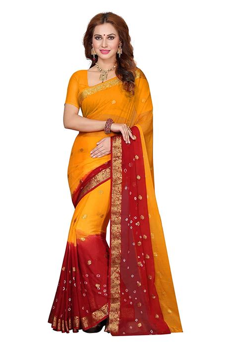 Amazon Plain Pure Chiffon Sarees With Zari Border And Designer Blouse