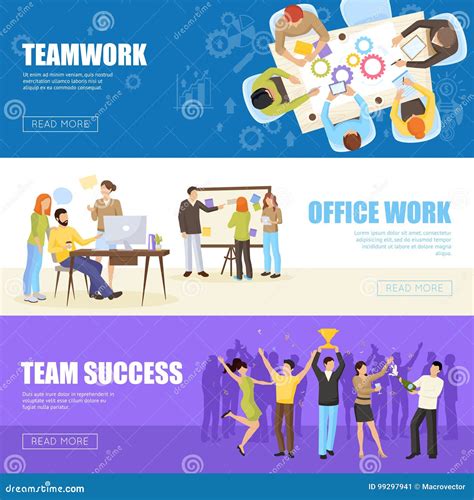 Teamwork Banners Set Stock Vector Illustration Of Diagram 99297941