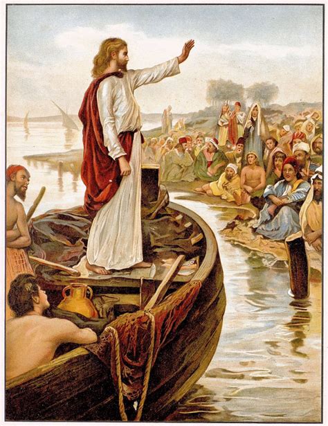 Jesus In Boat Preaching Antique Vintage Illustration Free Jesus