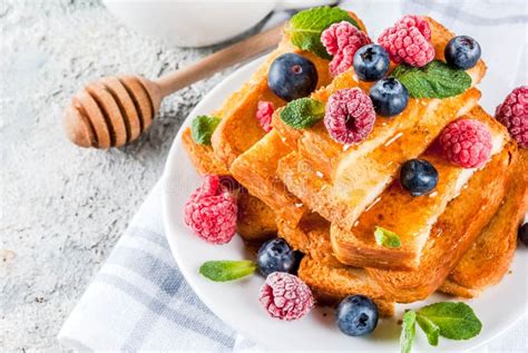 Baked French Toasts With Berries Stock Image Image Of Diet Roasted