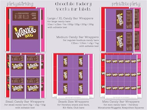 Wonka Bar Wrapper Printables