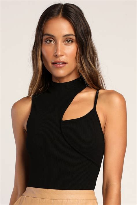 Cutout Black Bodysuit Cutout Top Black Ribbed Top Lulus