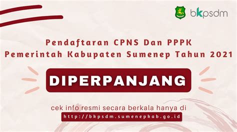 BKPSDM Kabupaten Sumenep Perpanjangan Pendaftaran Seleksi ASN 2021