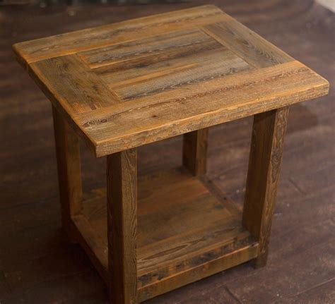 The Wyoming Reclaimed Barnwood End Table Is Perfect For Your Log Cabin