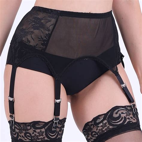 High Quality Women Mesh And Lace 6 Straps Garter Belt Sexy Belt For