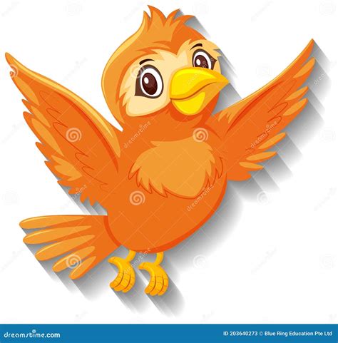 Cute Orange Bird Cartoon Character Stock Vector Illustration Of Happy