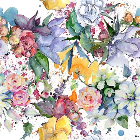 Tender Bouquet Flowers Seamless Background Pattern Fabric Wallpaper