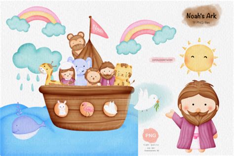 Noahs Ark Bible Watercolor Clipart Graphic By Zepiaizee Creative Fabrica