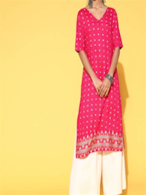 Buy Anouk Women Pink Ethnic Motifs Printed Kurta Kurtas For Women 19046004 Myntra