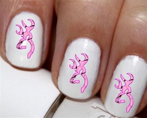 20 Pc Pink Camo Deer Buck Head Nail Art Nail By EasyNailTrends Camo