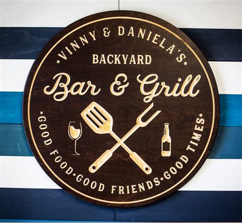 Bar And Grill Sign Bar Signs Bbq Signs Personalized Bar Sign Custom Patio Sign Carved Wood