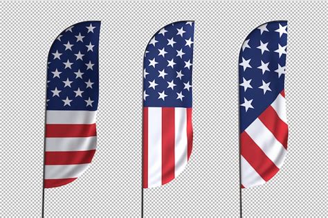 Premium PSD American Flags On Transparent