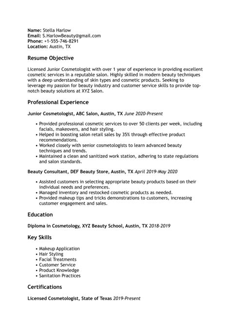 Cosmetologist Resume Examples And Templates For 2024 Resume Buildr