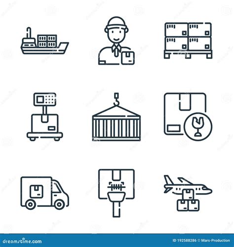 Iconos Logísticos Y De Línea De Entrega Conjunto Lineal Conjunto De