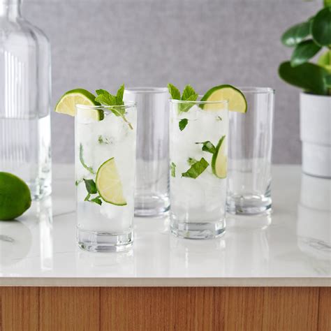 True Highball Cocktail Large Drinking Glasses With Heavy Base Tall Glass Tumbler Water Glasses