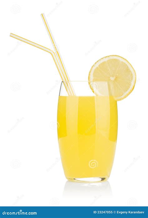 Lemon Juice Glass And Two Drinking Straw Stock Image Image Of Healthy