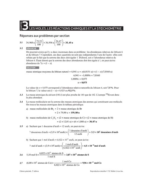 Ch03 solutions 1560278193 3 CHAPITRE LES MOLES LES RÉACTIONS