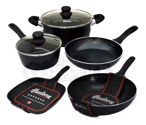 Set Hudson Cacerola Wok Sarten Bifera 4mm Teflon Inducción