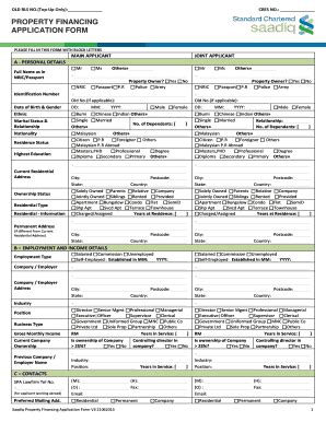 Fillable Online Property Financing Application Form Standard Fax