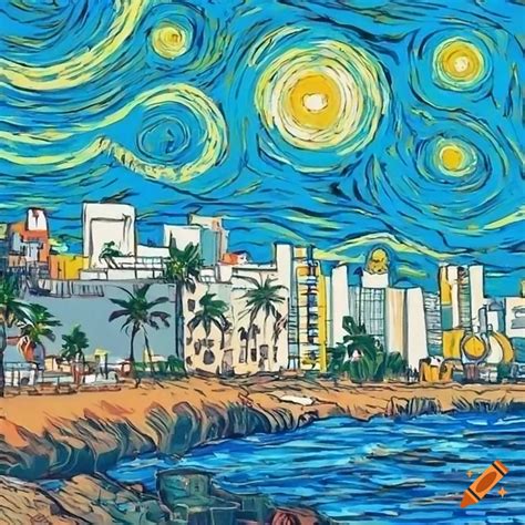 The Skyline Of Mazatlan Sinaloa In The Style Of Van Gogh On Craiyon