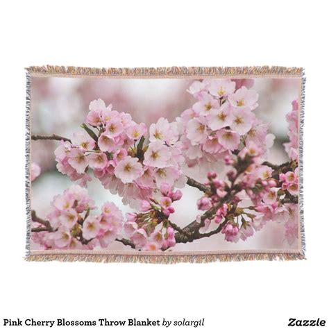 Pink Cherry Blossoms Throw Blanket