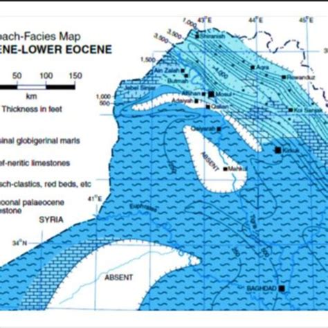 Isopach Facies Map Shows Distribution In Tertiary Basin During