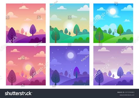 Different Times Day Landscapes Noon Sun Stock Vector (Royalty Free ...