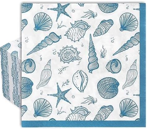 Amazon Anydesign Pack Sea Shell Paper Napkin Blue Ocean Beach