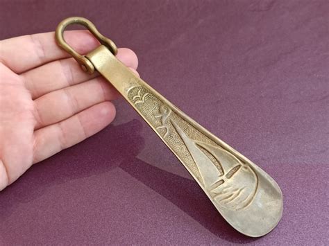 1960 Vintage Bronze Shoehorn Antique Shoehorn Solid Gem