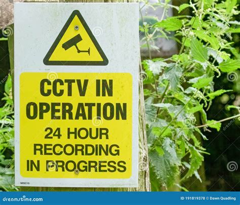 Cctv In Operation 24 Hour Recording In Progress Sign Editorial Stock