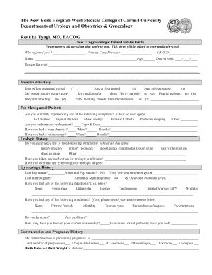 Fillable Online New Patient Form Cornell University Urology Fax Email