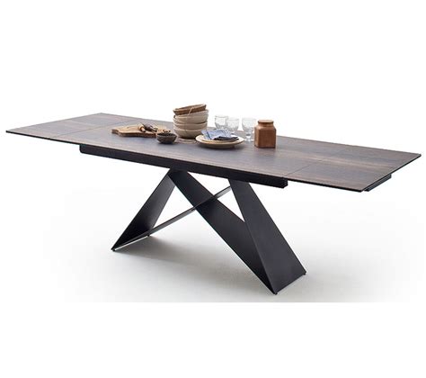 Table À Manger Extensible En Métal Noir Mat Et Surface Céramique L