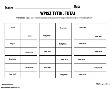 Arkusz ćwiczeń homofonicznych Storyboard por pl examples