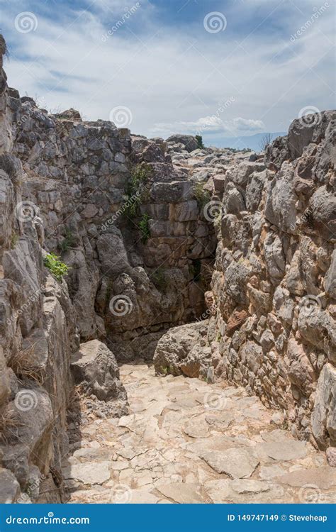 Ancient Greek Historic Site Of Tiryns In Peloponnese Greece Stock Image