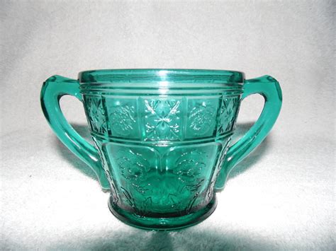 Vintage Jeannette Glass Sugar Bowl And Creamer 1930s Doric Etsy