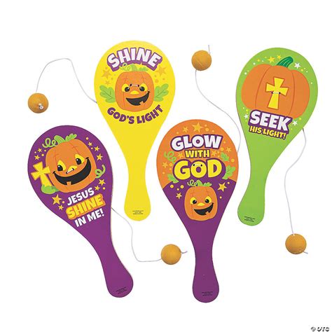 Christian Pumpkin Paddleball Games 12 Pc Oriental Trading