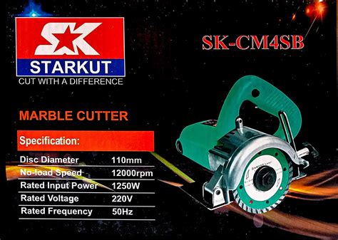 STARKUT SK CM4SB Marble Cutter 1250 W And 110 Mm 4 Inch Wheel Diameter