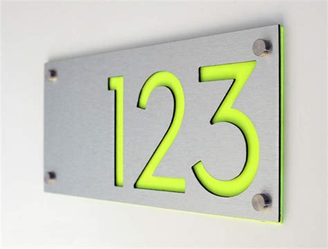 Modern House Numbers Alucobond With Neon Yellow Acrylic Contemporary