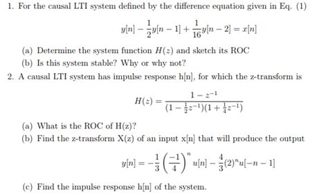 Solved 1 For The Causal Lti System Defined By The