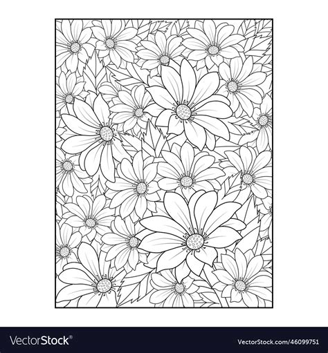 Pencil Realistic Daisy Flower Drawing Pattern Vector Image