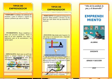 Triptico DE Emprendimiento TIPOS DE EMPRENDEDOR VISIONARIO Se